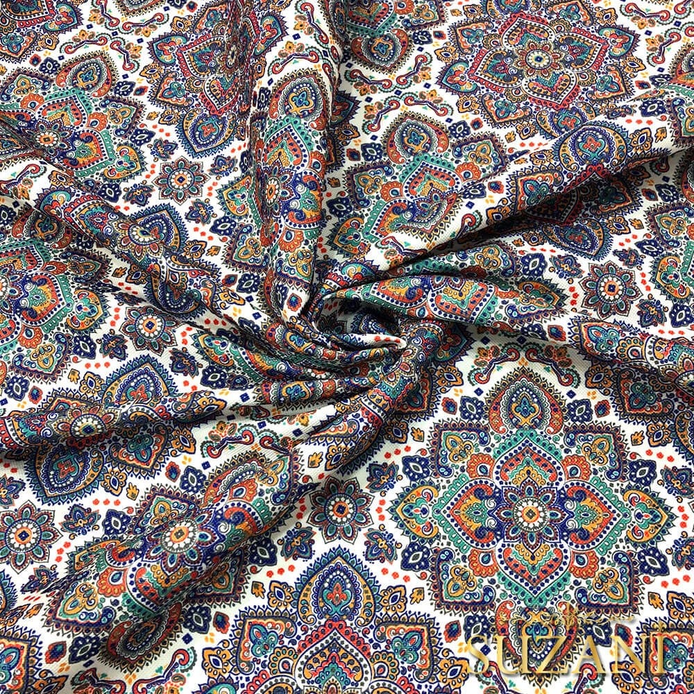 Etnik Mandala Desenli Dijital Baskılı Kumaş