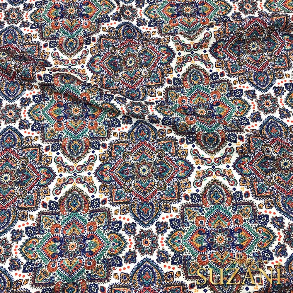 Etnik Mandala Desenli Dijital Baskılı Kumaş