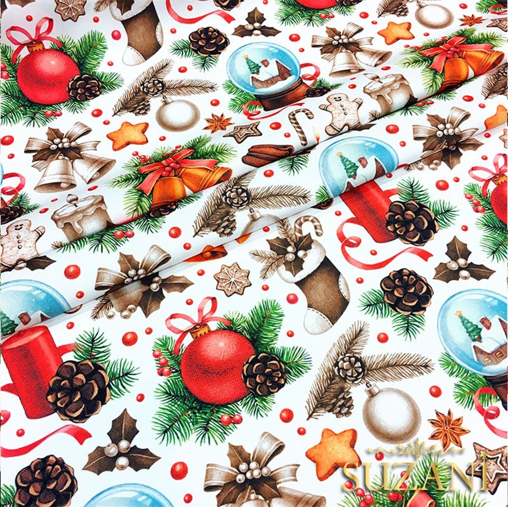 Fenerli Yılbaşı Desenli Kumaş