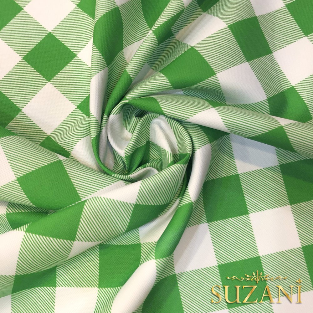 Fıstık Büyük Pötikare Desenli Dijital Baskılı Kumaş