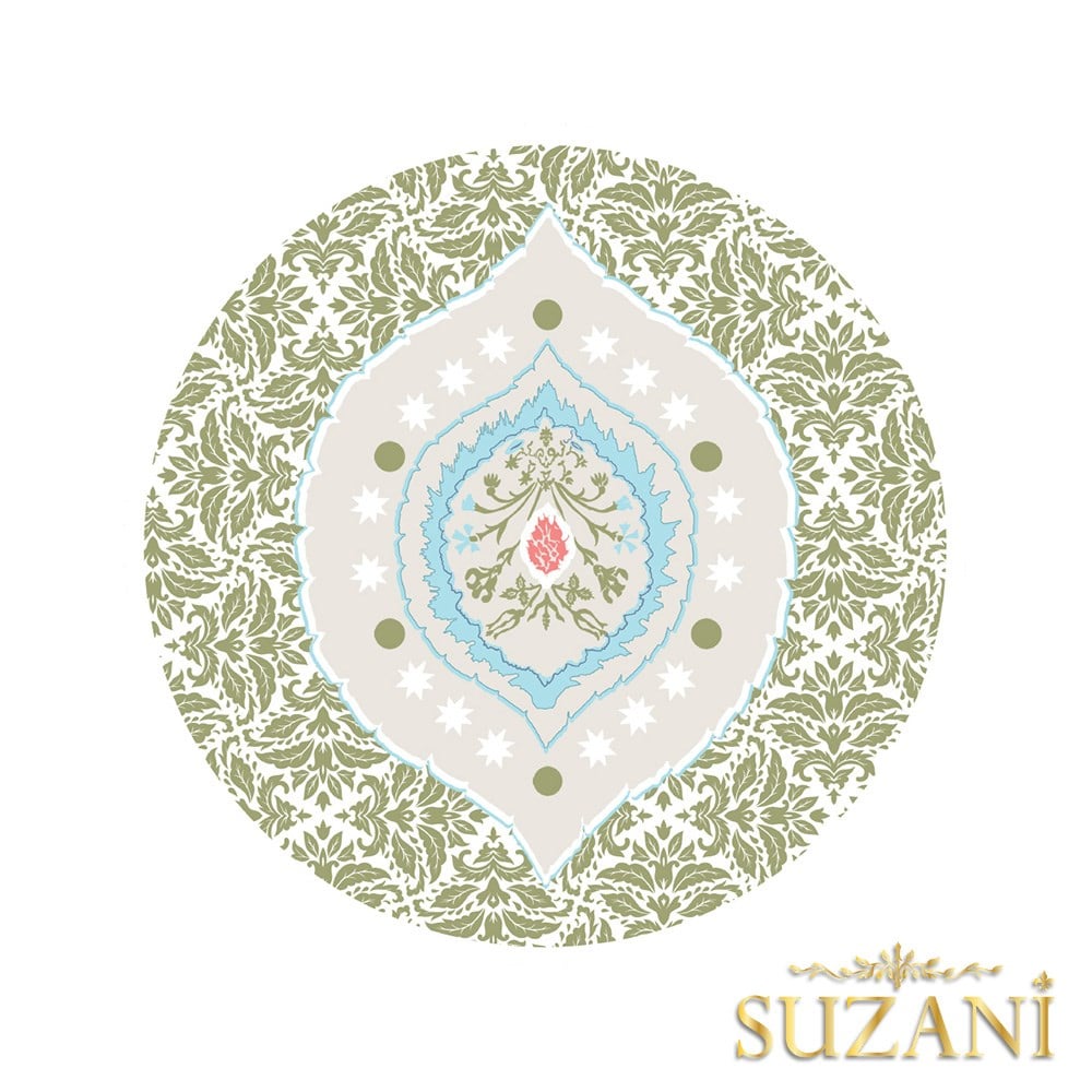 Fıstık Yeşili Damask Desenli Dikişsiz 3'lü Supla Kumaşı