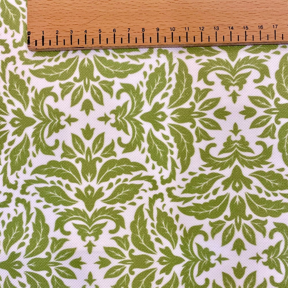 Fıstık Yeşili Motif Desenli Dijital Baskılı Kumaş