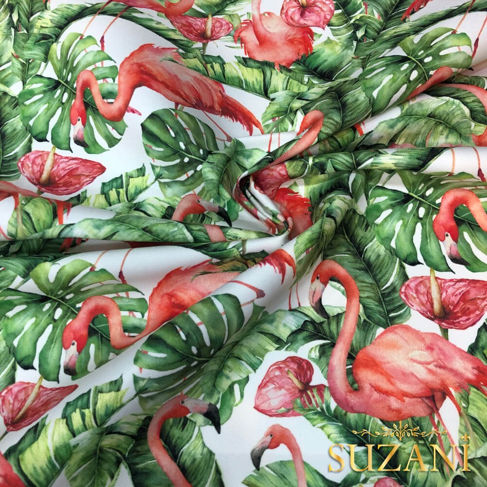 Flamingo Desenli Dijital Baskılı Kumaş