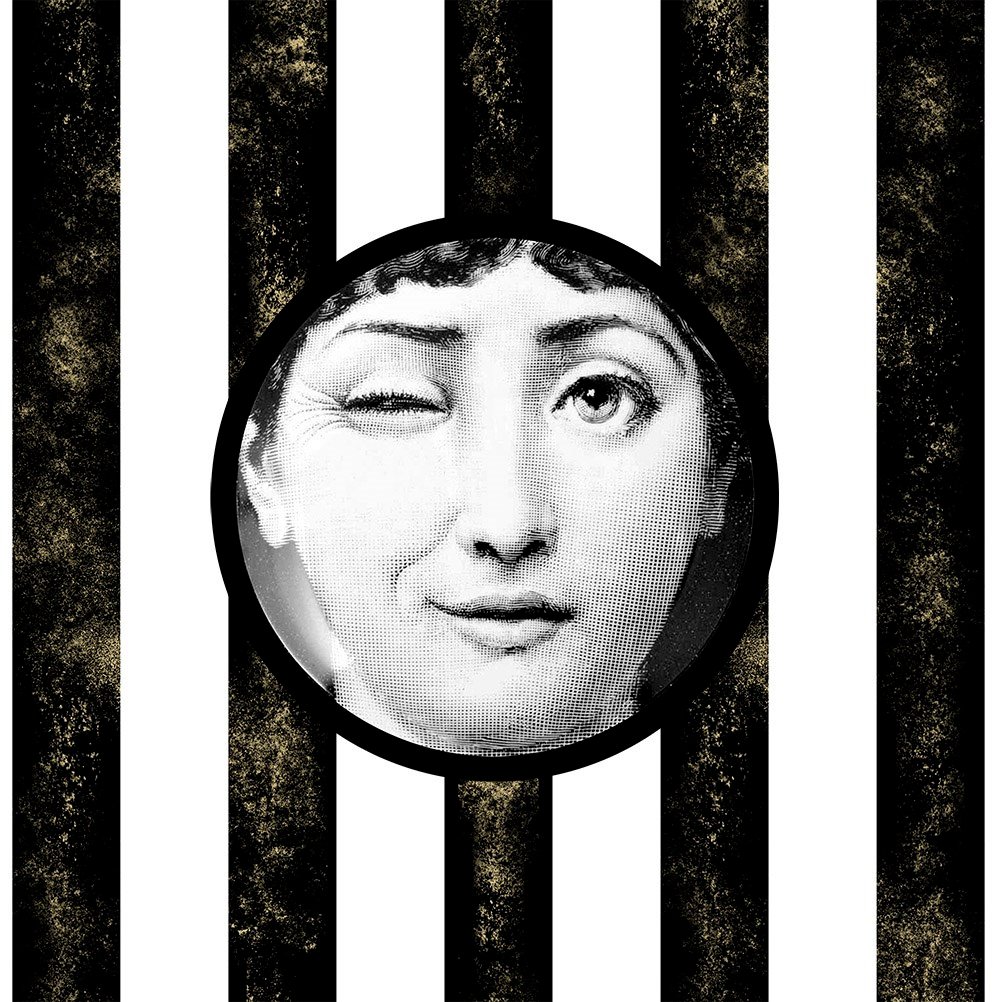 Fornasetti Yüzü 45x45cm Pano Baskılı Kumaş