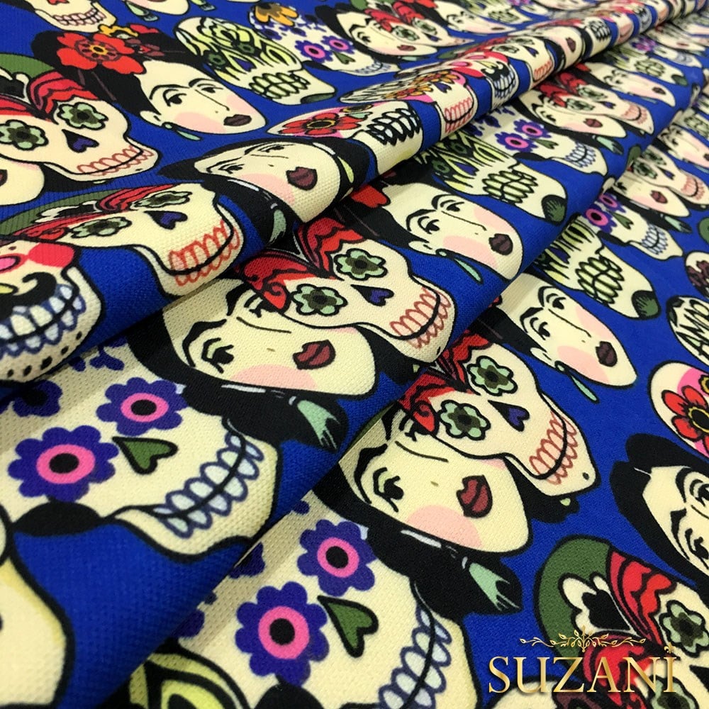 Frida Kafatası Pop Art Desenli Kumaş