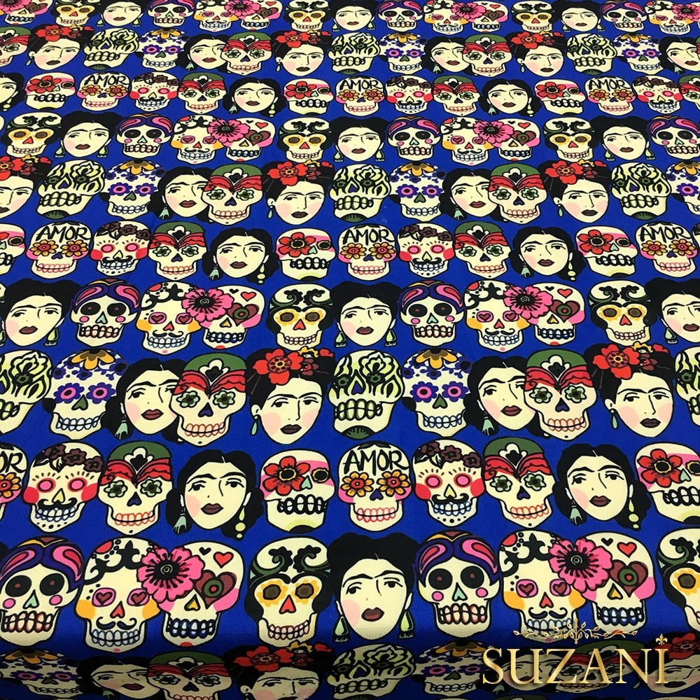 Frida Kafatası Pop Art Desenli Kumaş