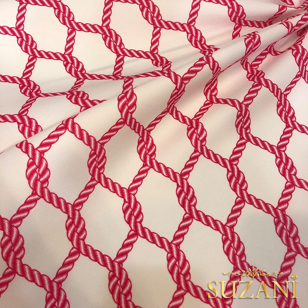 Fuşya Düğüm Desenli Dijital Baskılı Kumaş