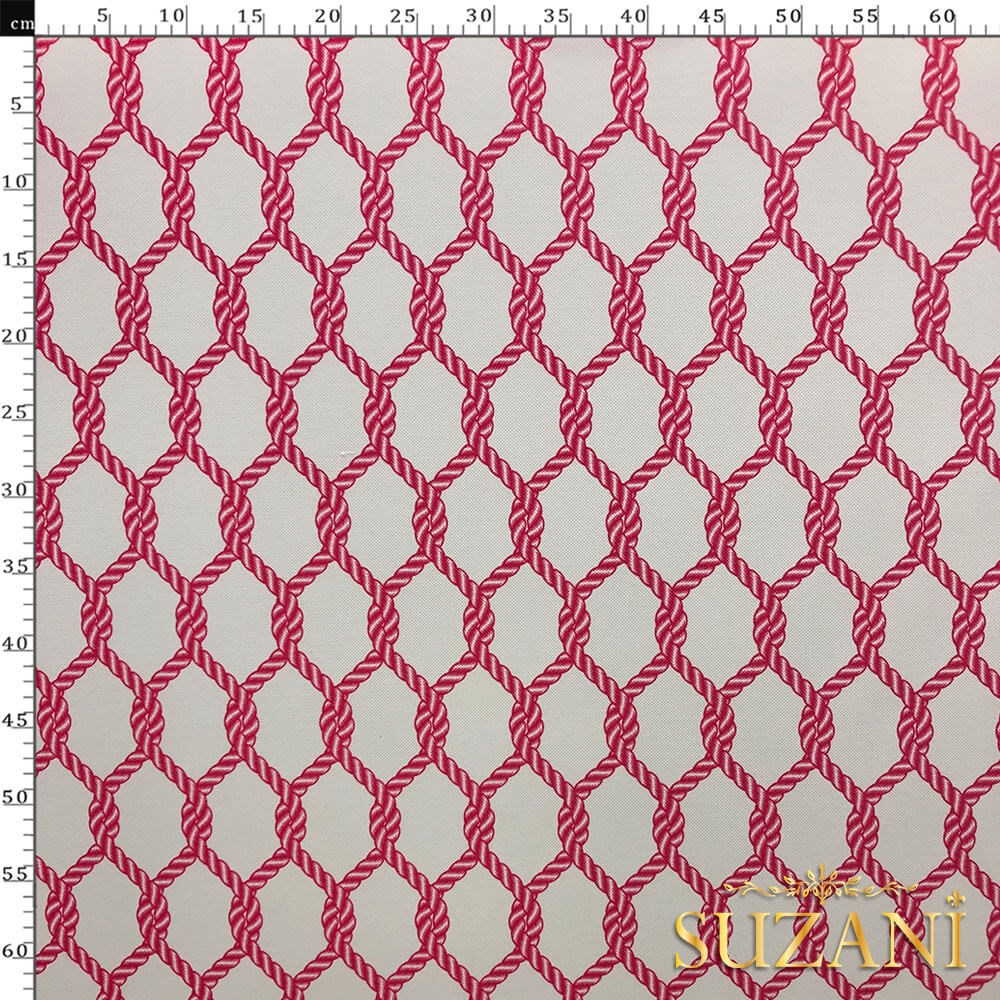 Fuşya Düğüm Desenli Dijital Baskılı Kumaş