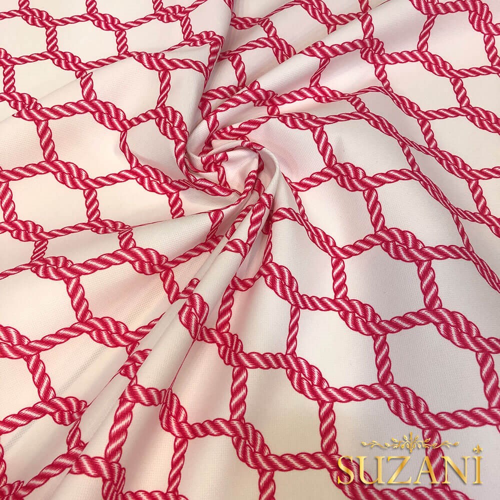 Fuşya Düğüm Desenli Dijital Baskılı Kumaş