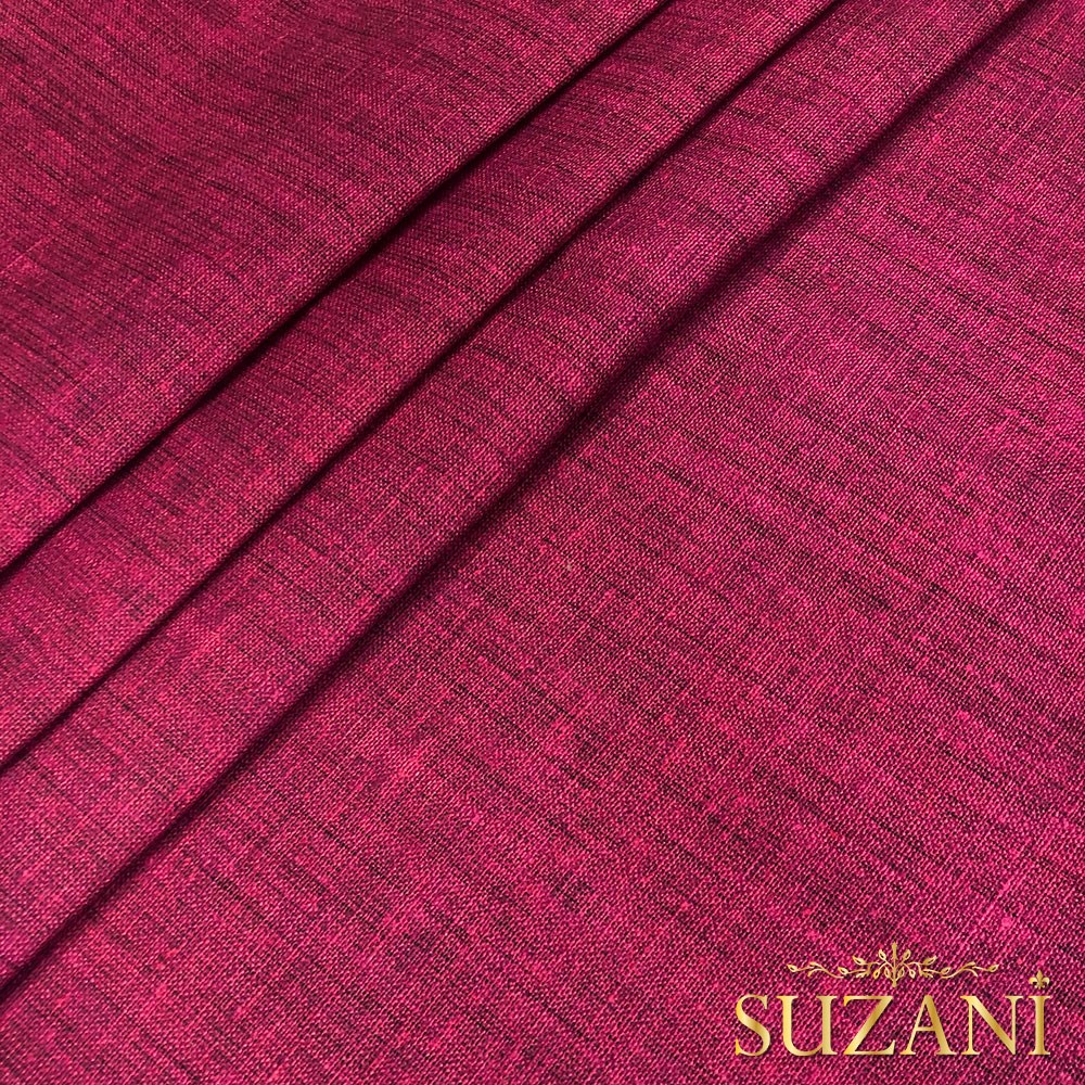 Fuşya Keten Görünümlü Dijital Baskılı Kumaş