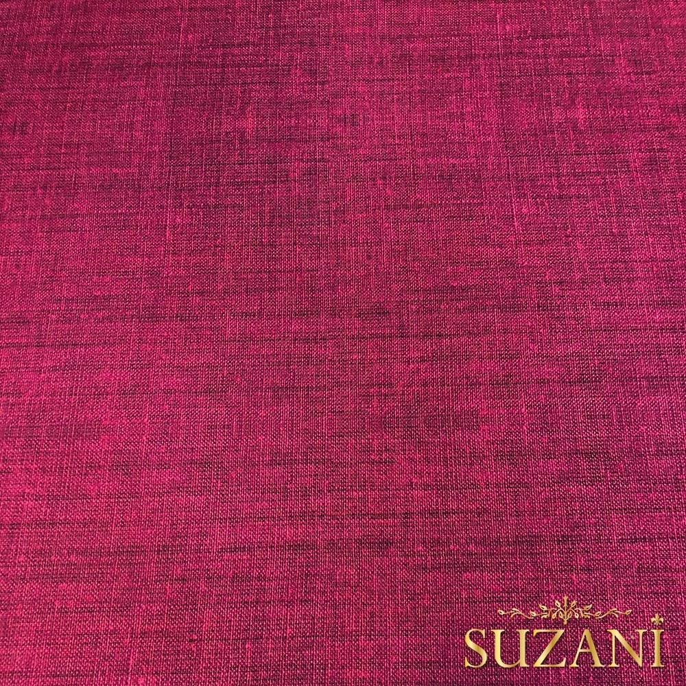 Fuşya Keten Görünümlü Dijital Baskılı Kumaş
