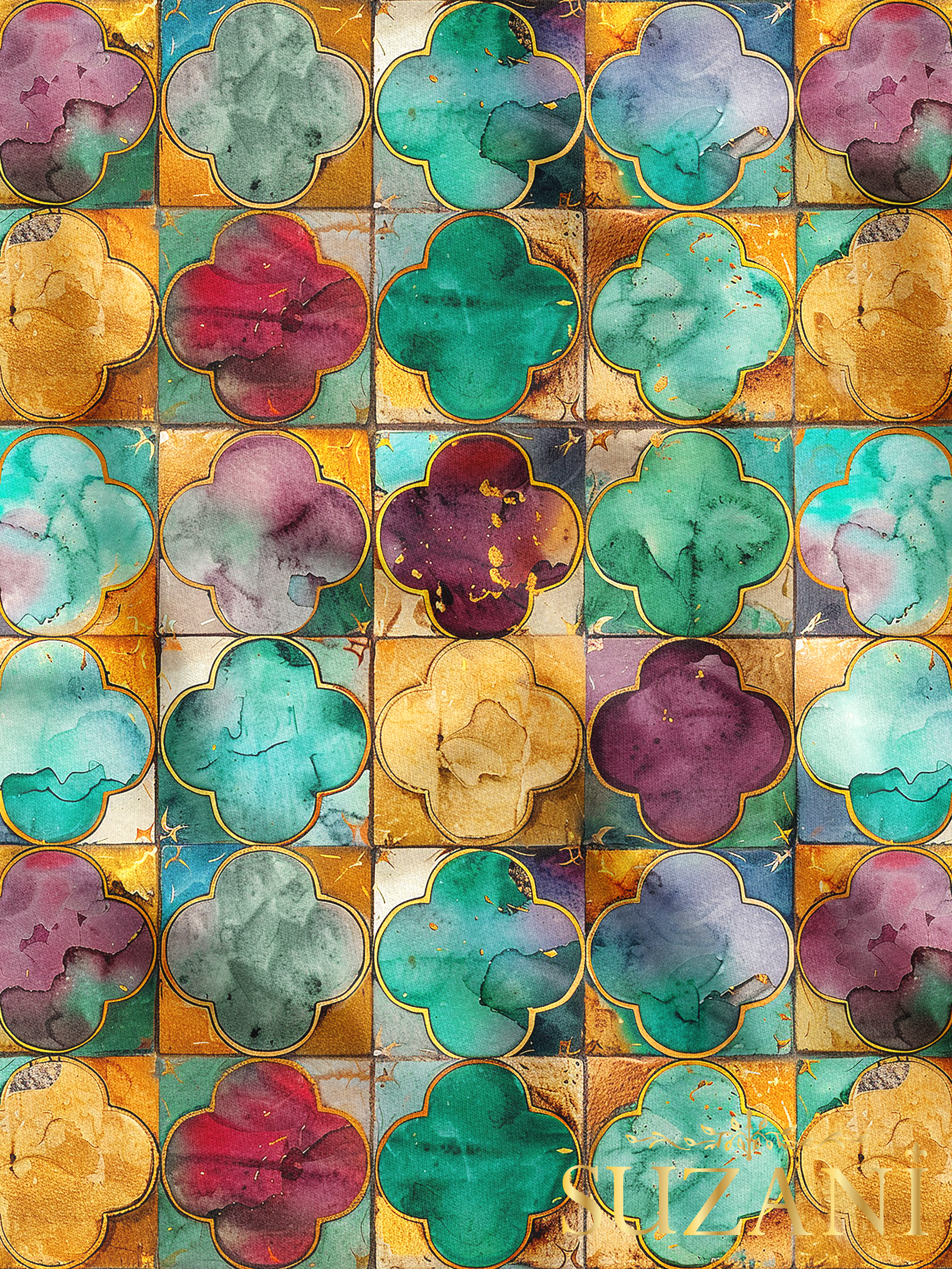 Geometrik Renkli Desenli Dijital Baskılı Kumaş