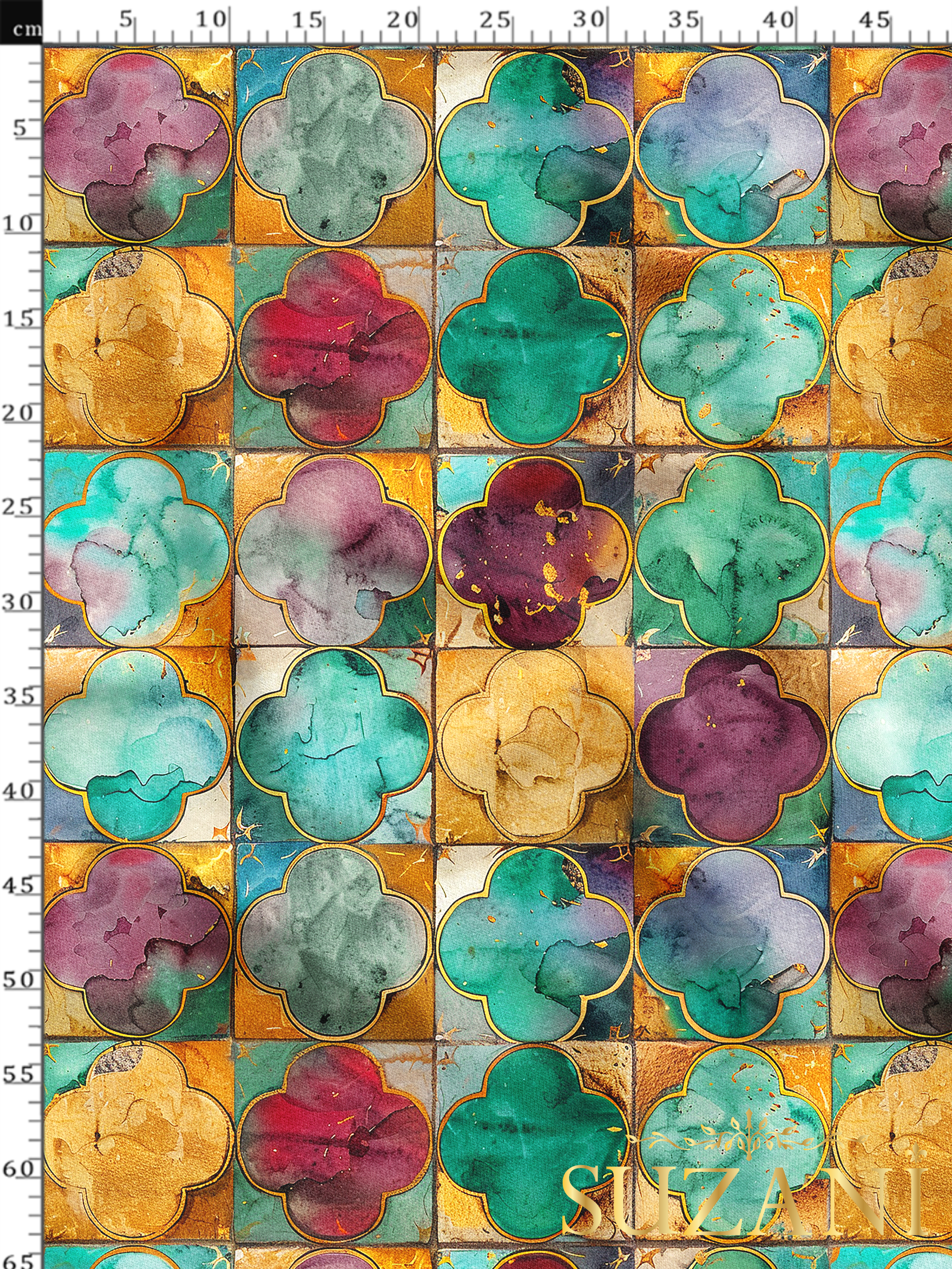 Geometrik Renkli Desenli Dijital Baskılı Kumaş