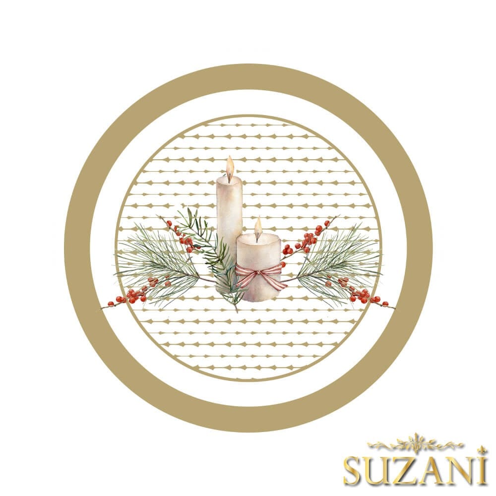 Gold Bordür Mum Desenli 3'lü Supla Kumaşı