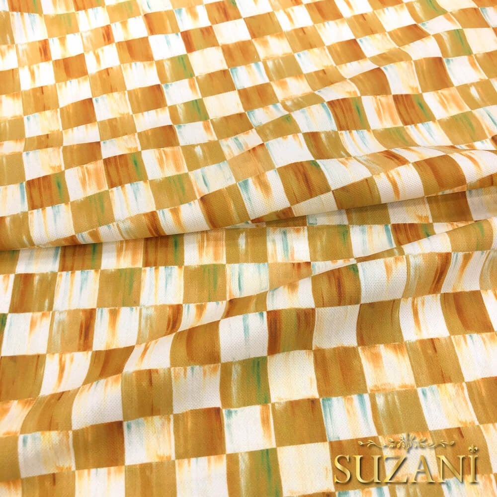 Gold Dama Desenli Dijital Baskılı Kumaş