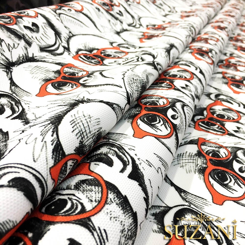 Gözlüklü Maymunlar Pop Art Desenli Kumaş