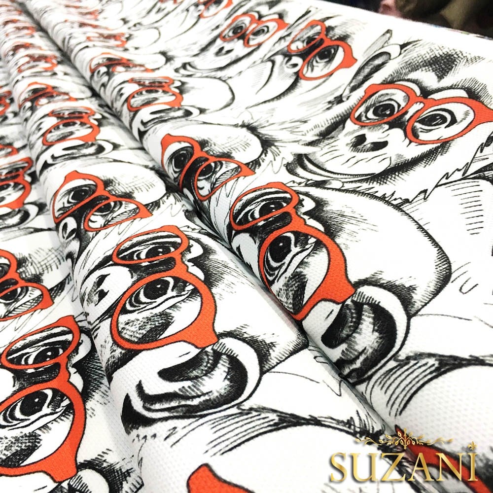 Gözlüklü Maymunlar Pop Art Desenli Kumaş