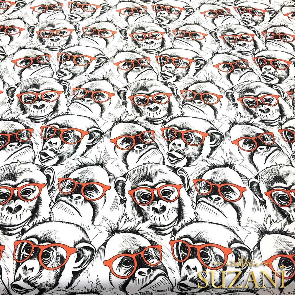 Gözlüklü Maymunlar Pop Art Desenli Kumaş