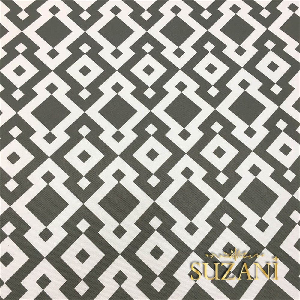 Gri Beyaz Geometrik Dijital Baskılı Kumaş