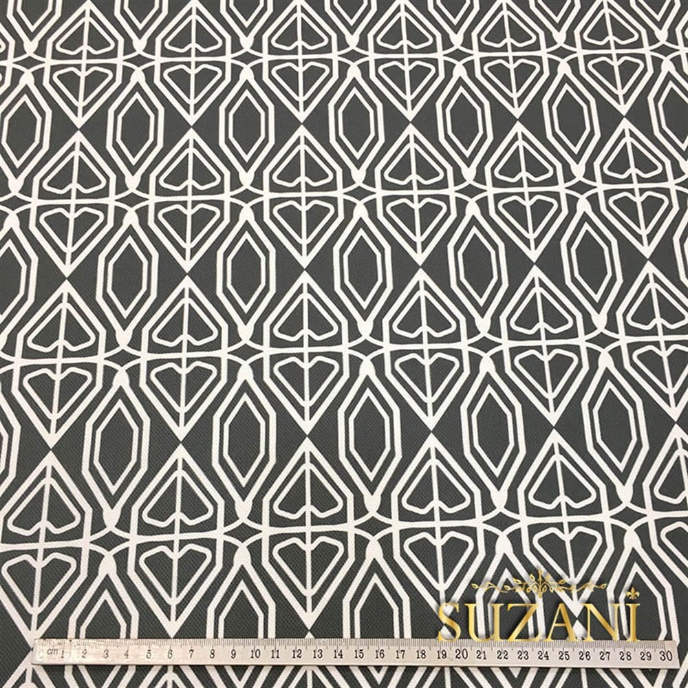 Gri Beyaz Geometrik Kumaş