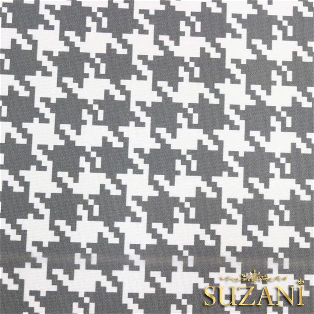 Gri Büyük Kazayağı Desenli Kumaş