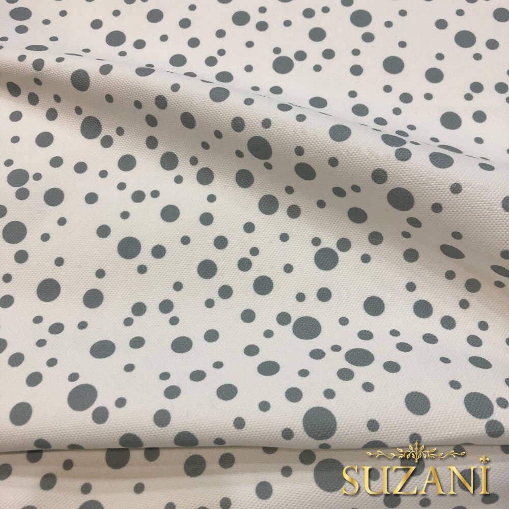 Gri Damlacık Desenli Dijital Baskılı Kumaş