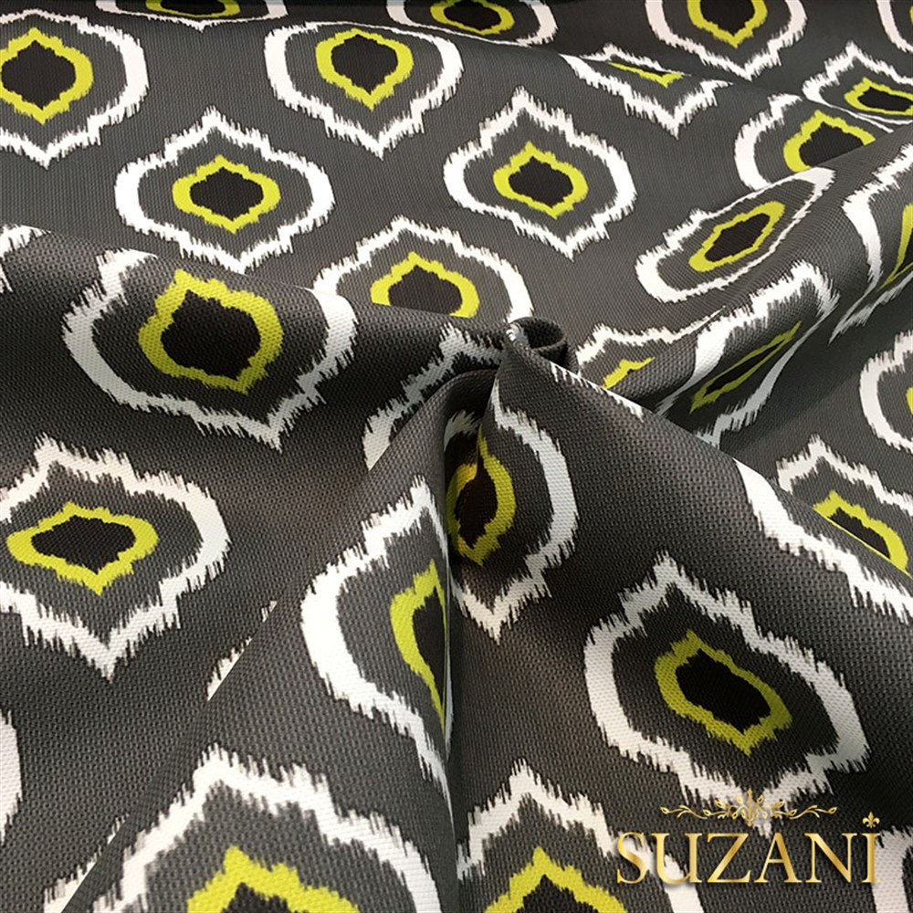 Gri İkat Göz Desenli Kumaş