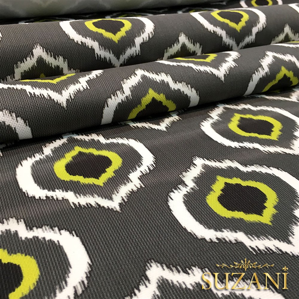 Gri İkat Göz Desenli Kumaş