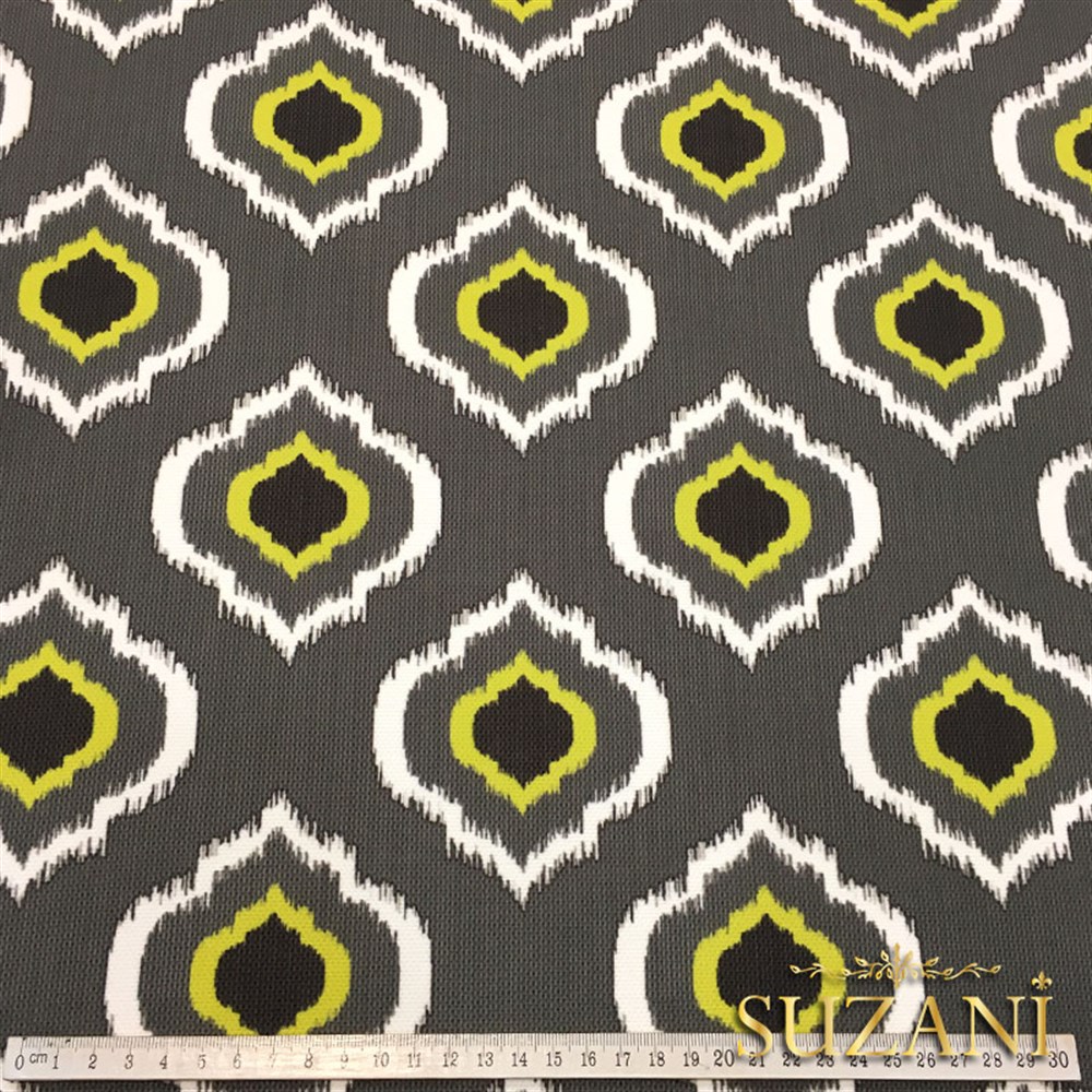 Gri İkat Göz Desenli Kumaş