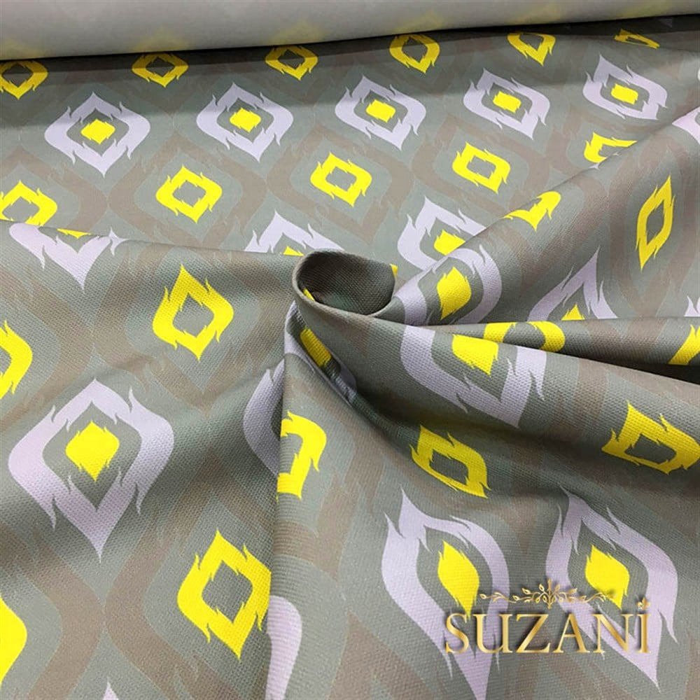 Gri Kahve Göz Desenli Kumaş