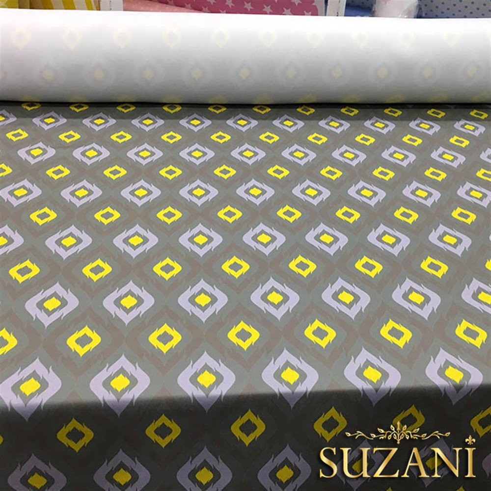 Gri Kahve Göz Desenli Kumaş