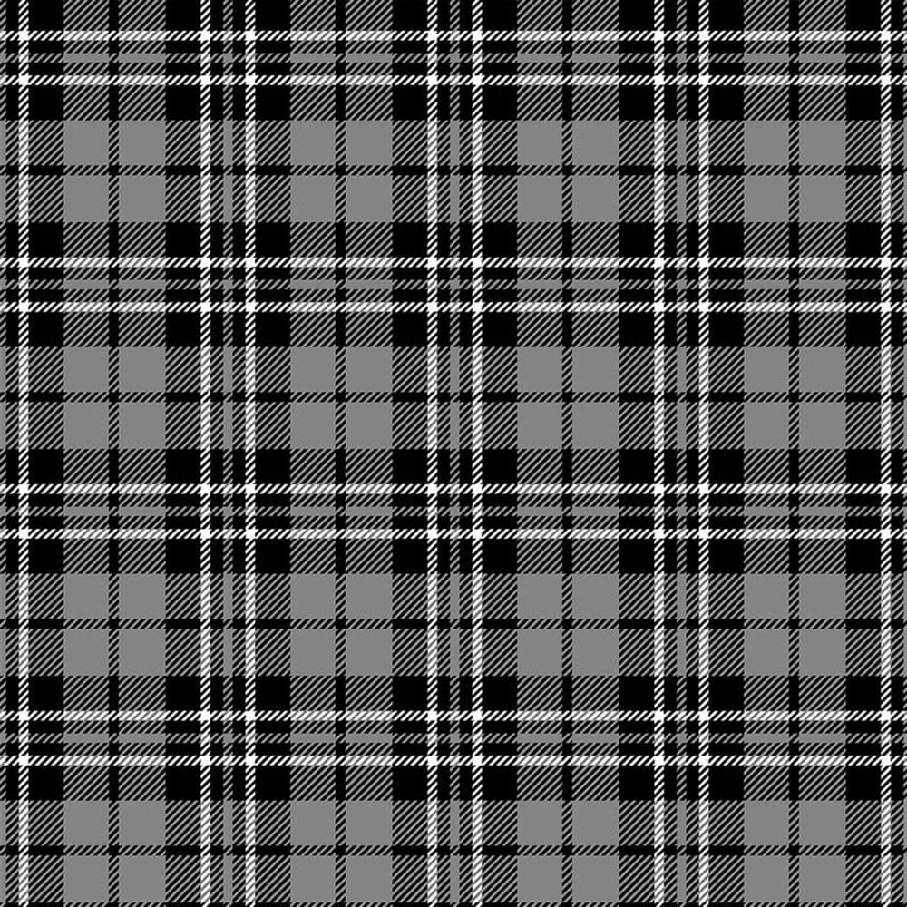 Gri Siyah Ekose Desenli Dijital Baskılı Kumaş