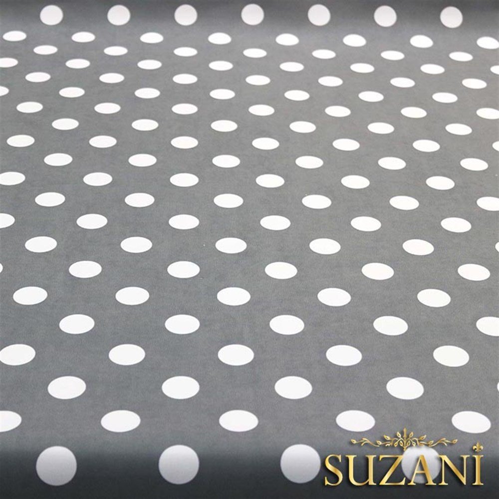 Gri Üzeri Beyaz Büyük Puanlı Kumaş