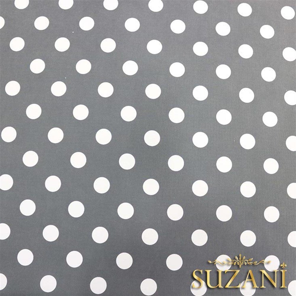 Gri Üzeri Beyaz Büyük Puanlı Kumaş