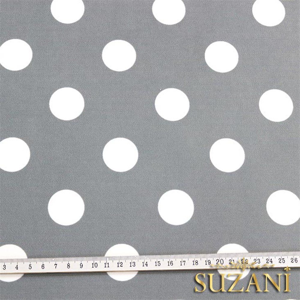 Gri Üzeri Beyaz Büyük Puanlı Kumaş