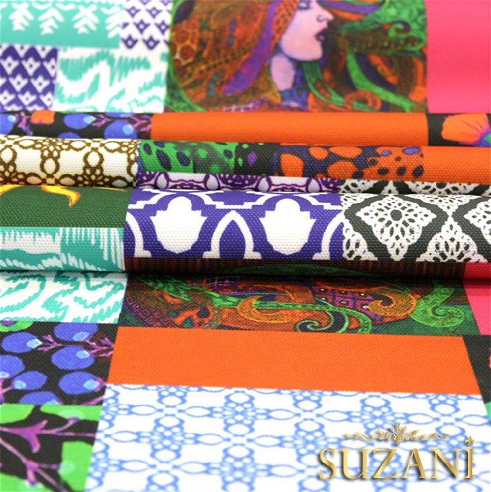 Güneşli Patchwork Desenli Kumaş