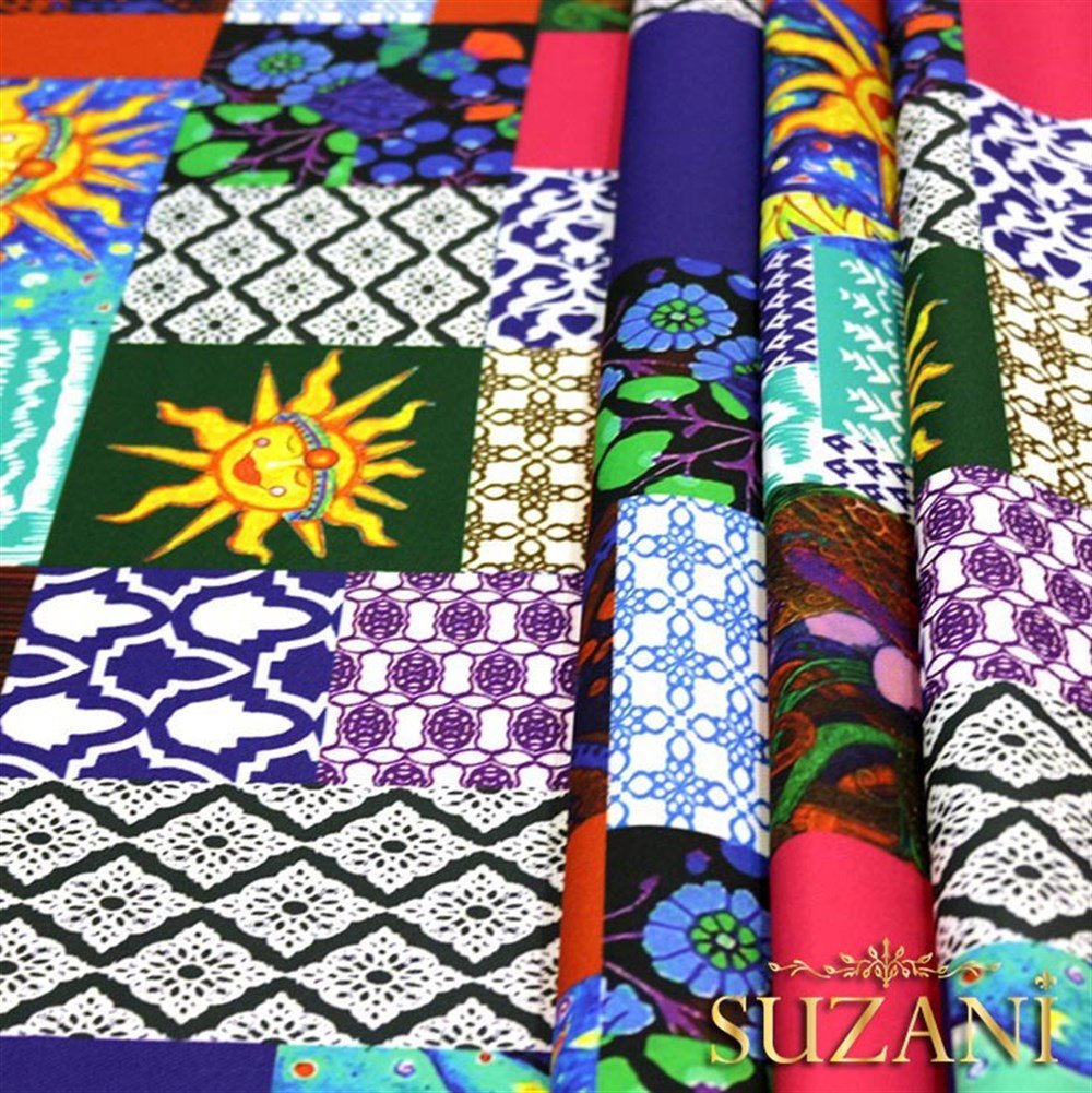 Güneşli Patchwork Desenli Kumaş