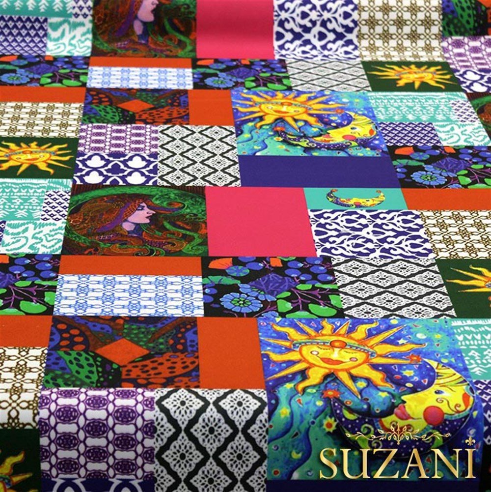 Güneşli Patchwork Desenli Kumaş