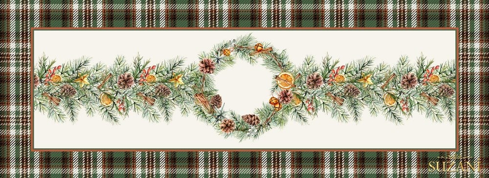 Haki Ekose Desenli Runner Kumaşı