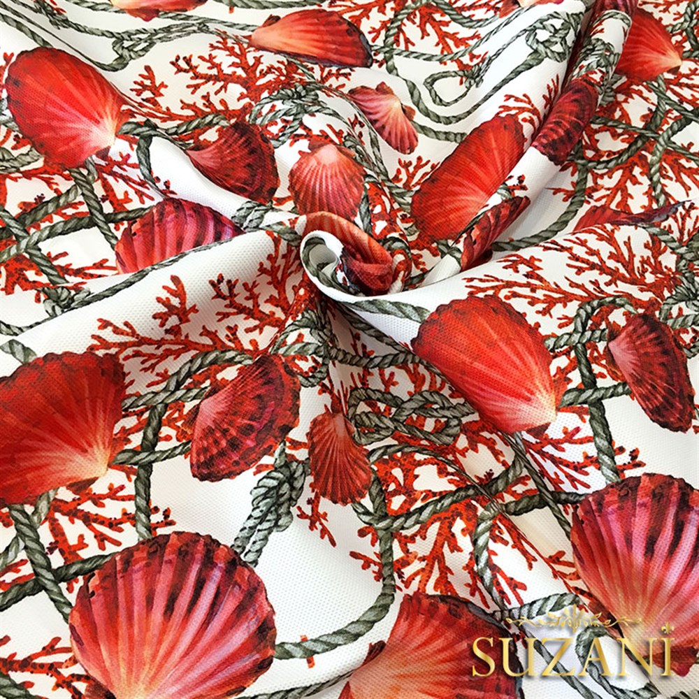 Halat ve Midyeler Desenli Kumaş