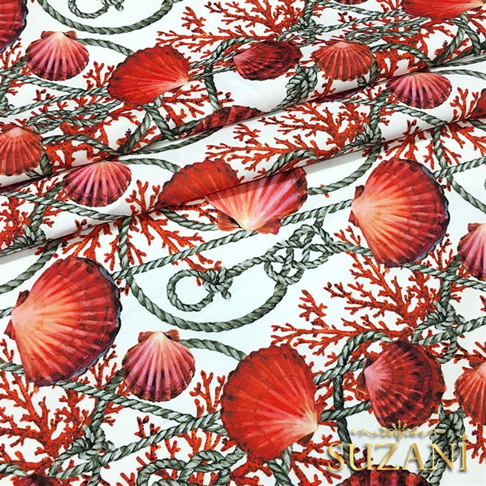 Halat ve Midyeler Desenli Kumaş