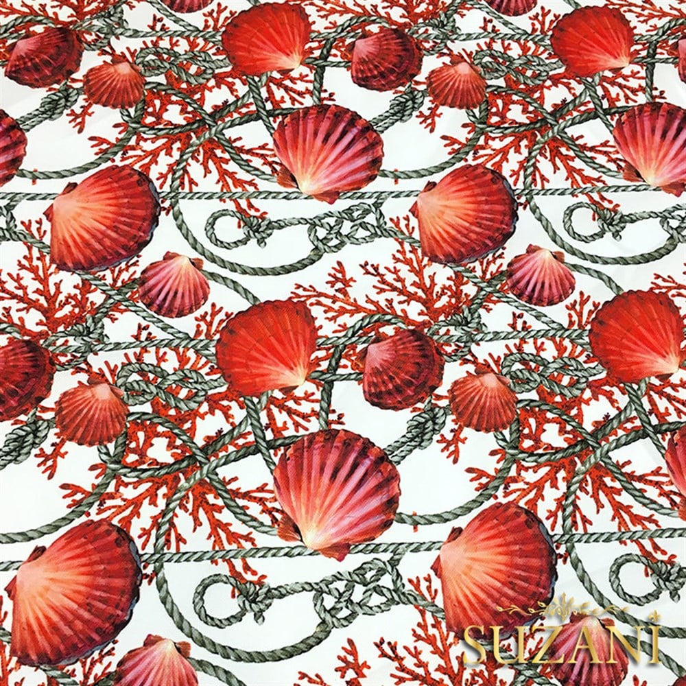 Halat ve Midyeler Desenli Kumaş