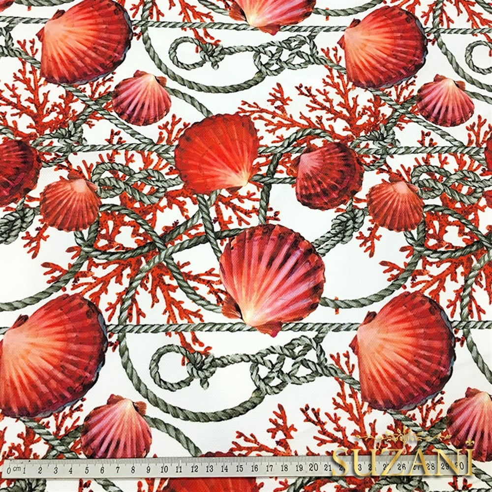 Halat ve Midyeler Desenli Kumaş