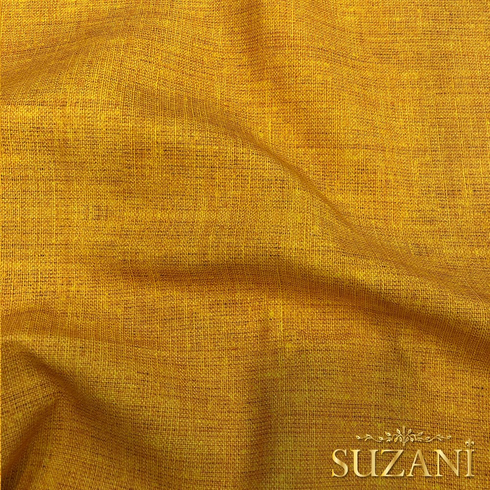 Hardal Keten Görünümlü Dijital Baskılı Kumaş