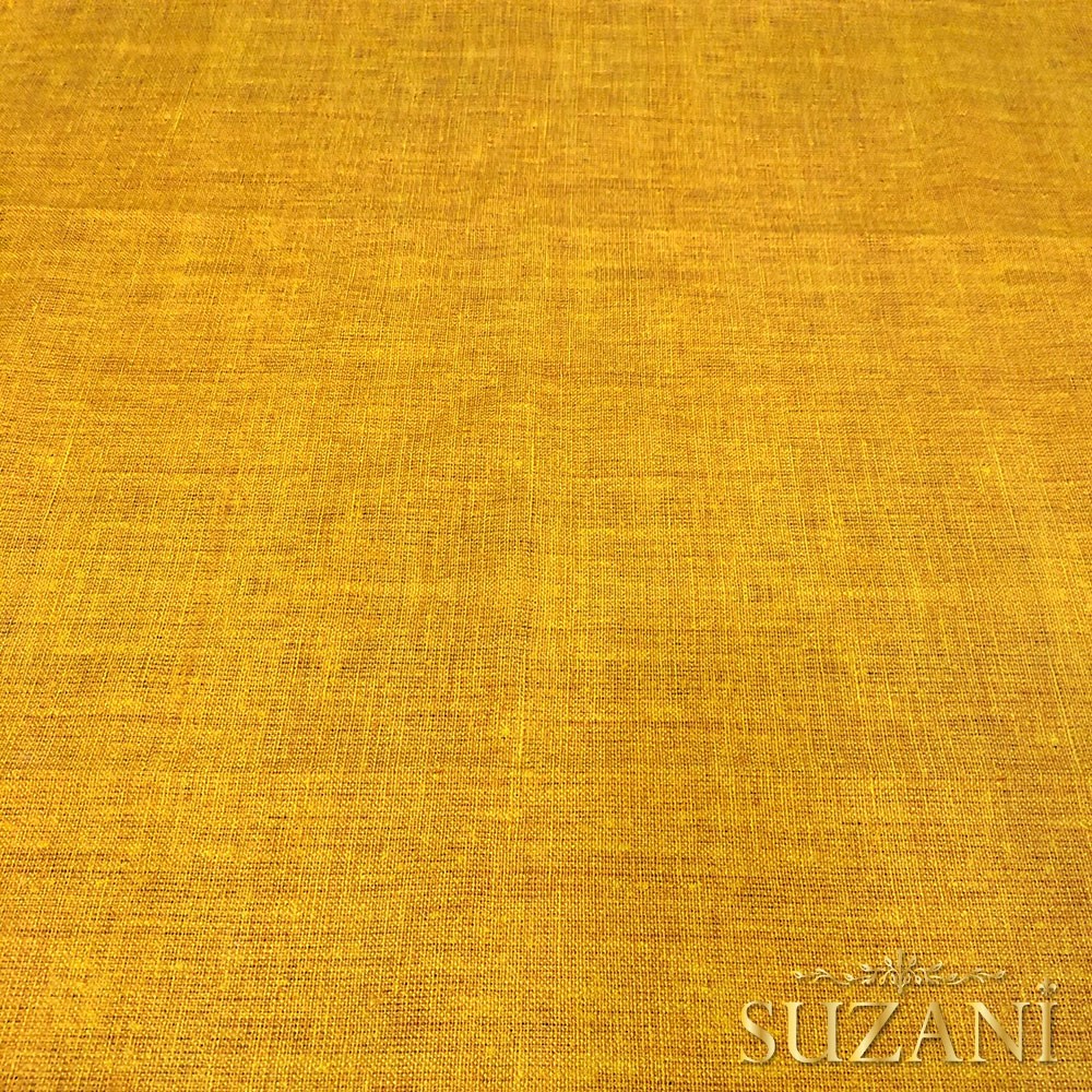 Hardal Keten Görünümlü Dijital Baskılı Kumaş