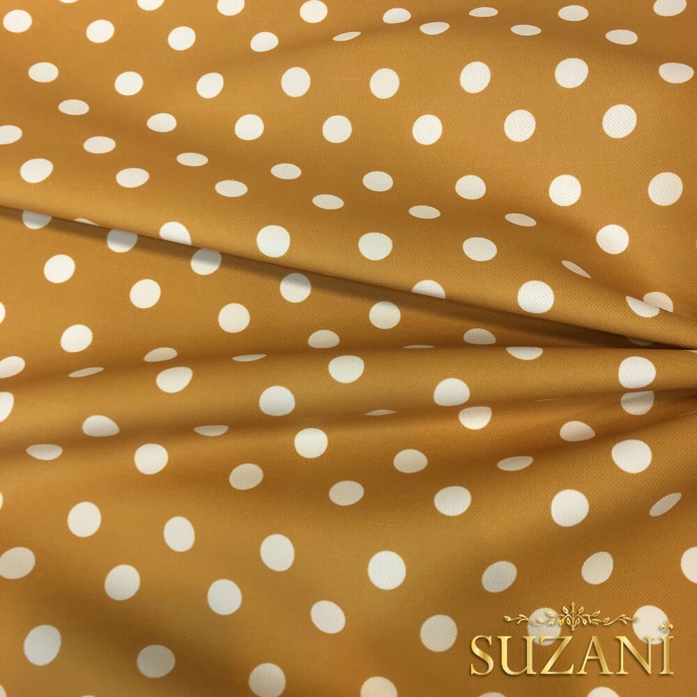 Hardal Puantiye Desenli Dijital Baskılı Kumaş