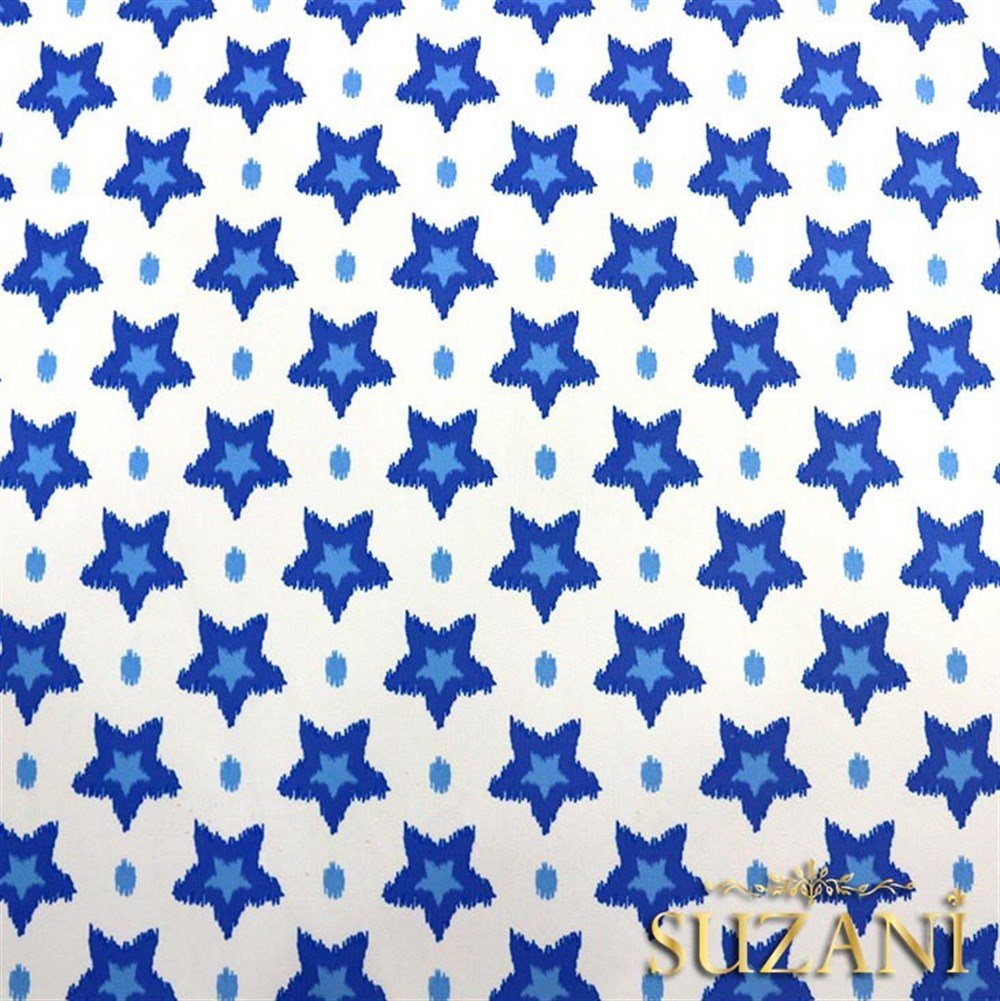 İkat Mavi Yıldız Desenli Kumaş