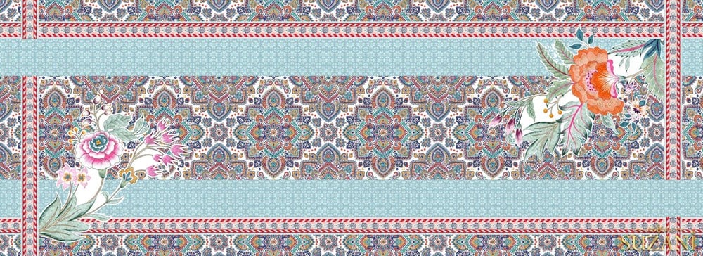 Indian Motif Desenli Runner Kumaşı