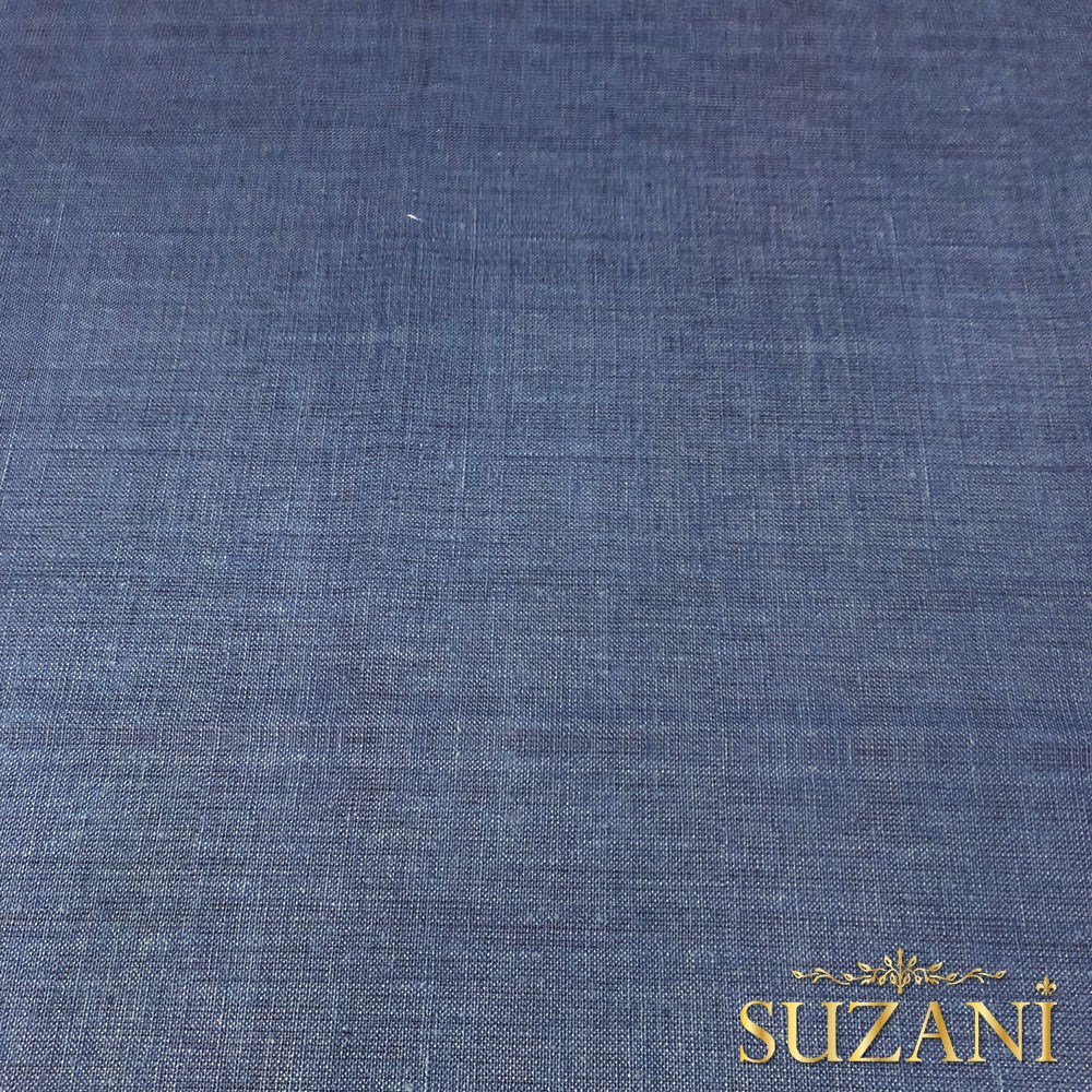 İndigo Keten Görünümlü Dijital Baskılı Kumaş