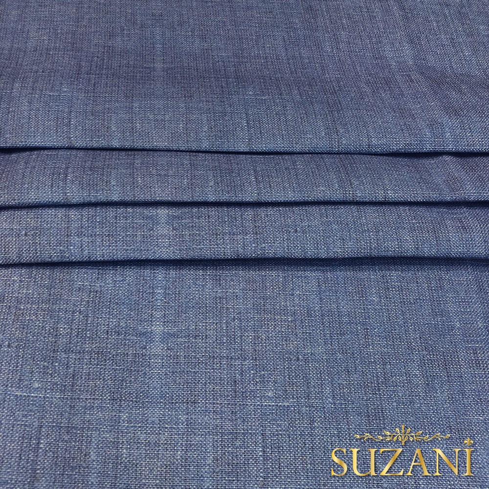 İndigo Keten Görünümlü Dijital Baskılı Kumaş